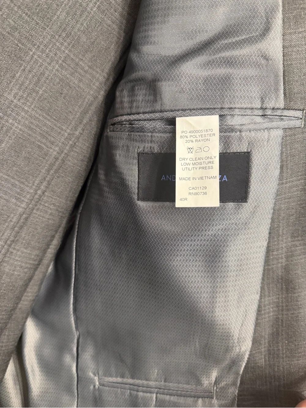 Andrew Fezza Men's Gray Plaid Suit Jacket & Pants Set
